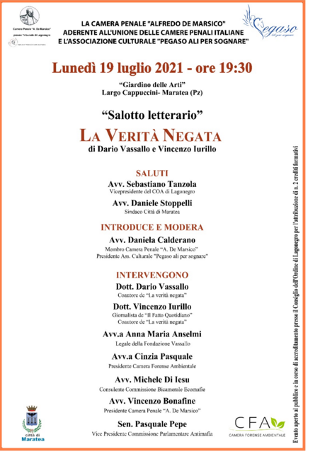 A Maratea la presentazione del libro ‘La verità negata’: interverranno gli autori Dario Vassallo e Vincenzo Iurillo