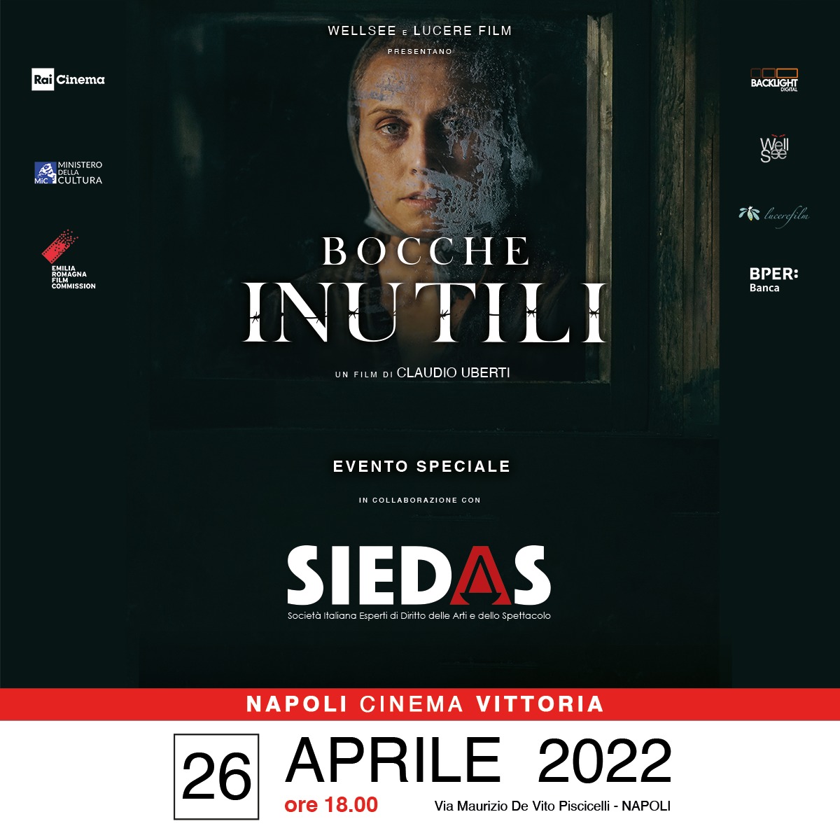 Dal 25 al 29 aprile il film-evento “Bocche inutili” di Claudio Uberti