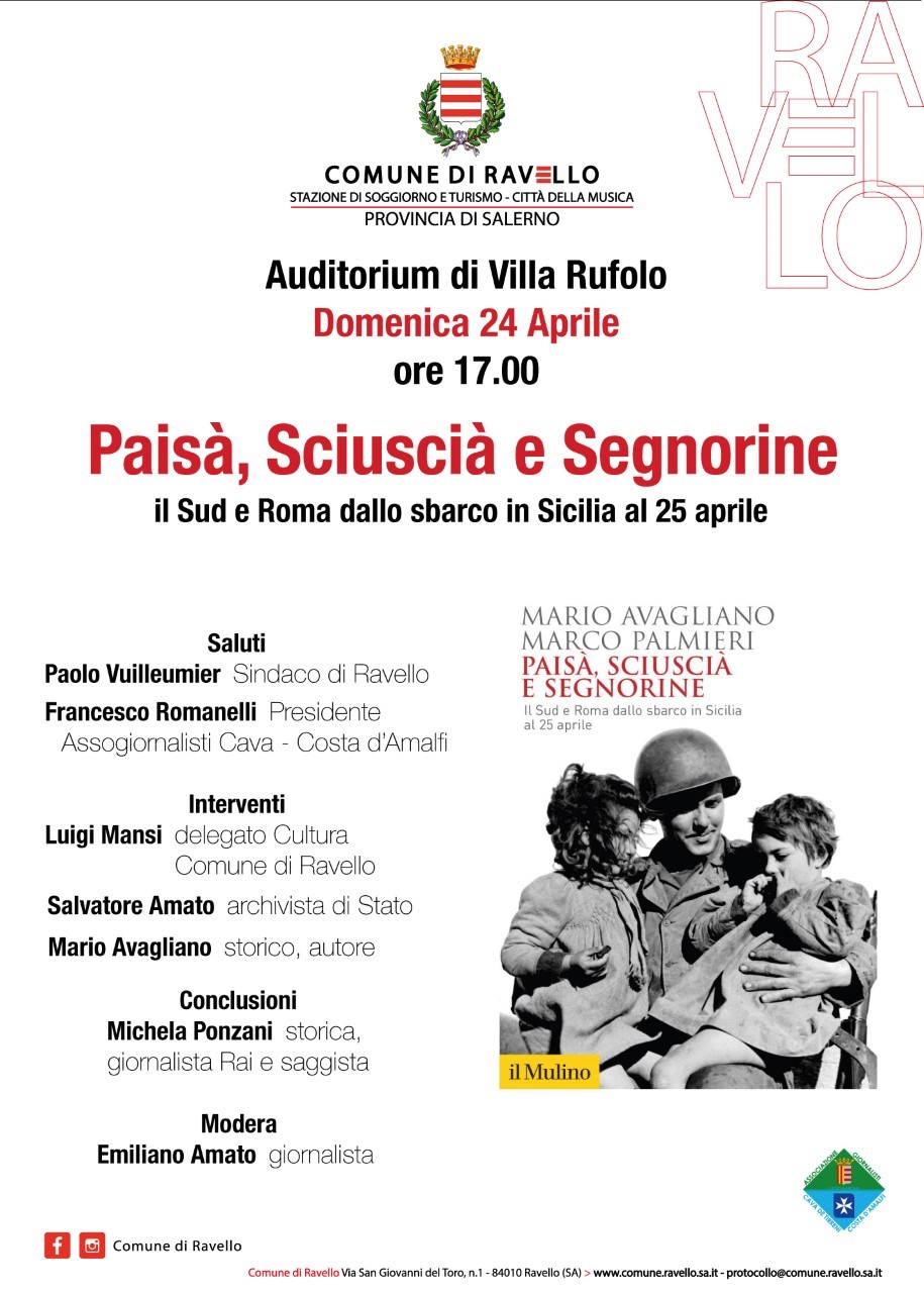 Ravello crocevia della storia d’Italia: 24 aprile si presenta il libro “Paisà, sciuscià e segnorine”