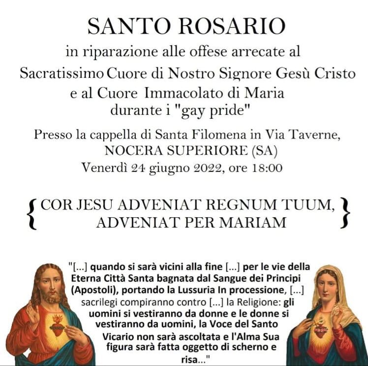 Arcigay Salerno: preghiere contro i pride a Nocera Inferiore, vescovo prenda una posizione ufficiale