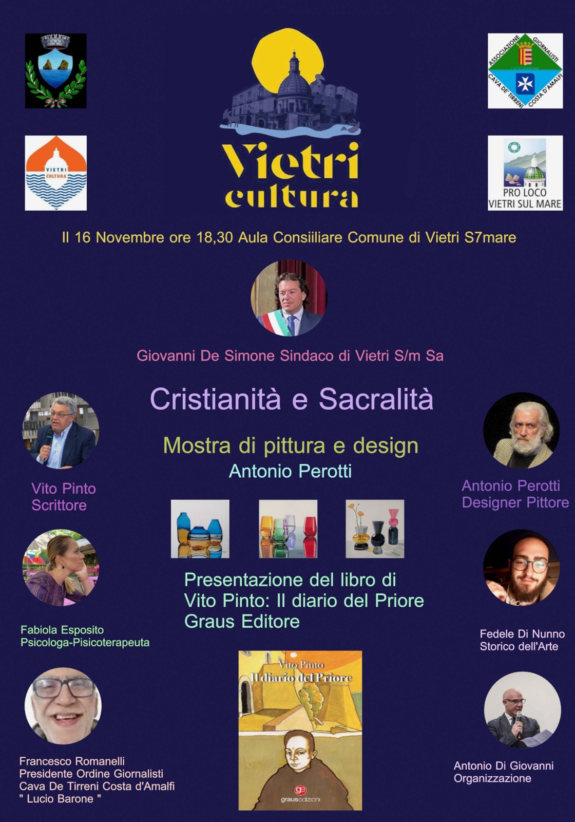Dialoghi tra Arte e Letteratura: Pinto e Perotti tra templari e cristianità il 16 novembre a Vietri