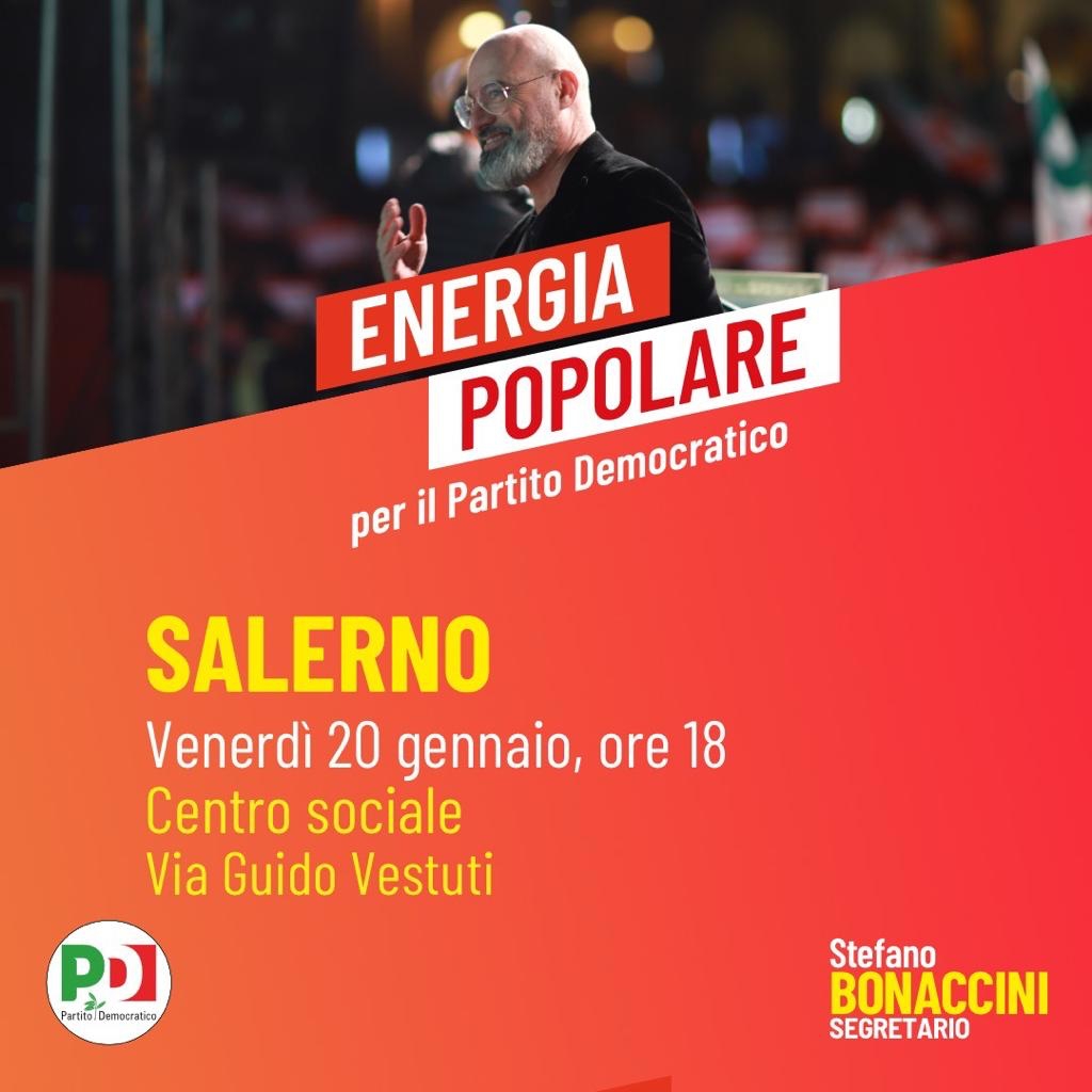 Congresso Pd, arriva Bonaccini a Salerno