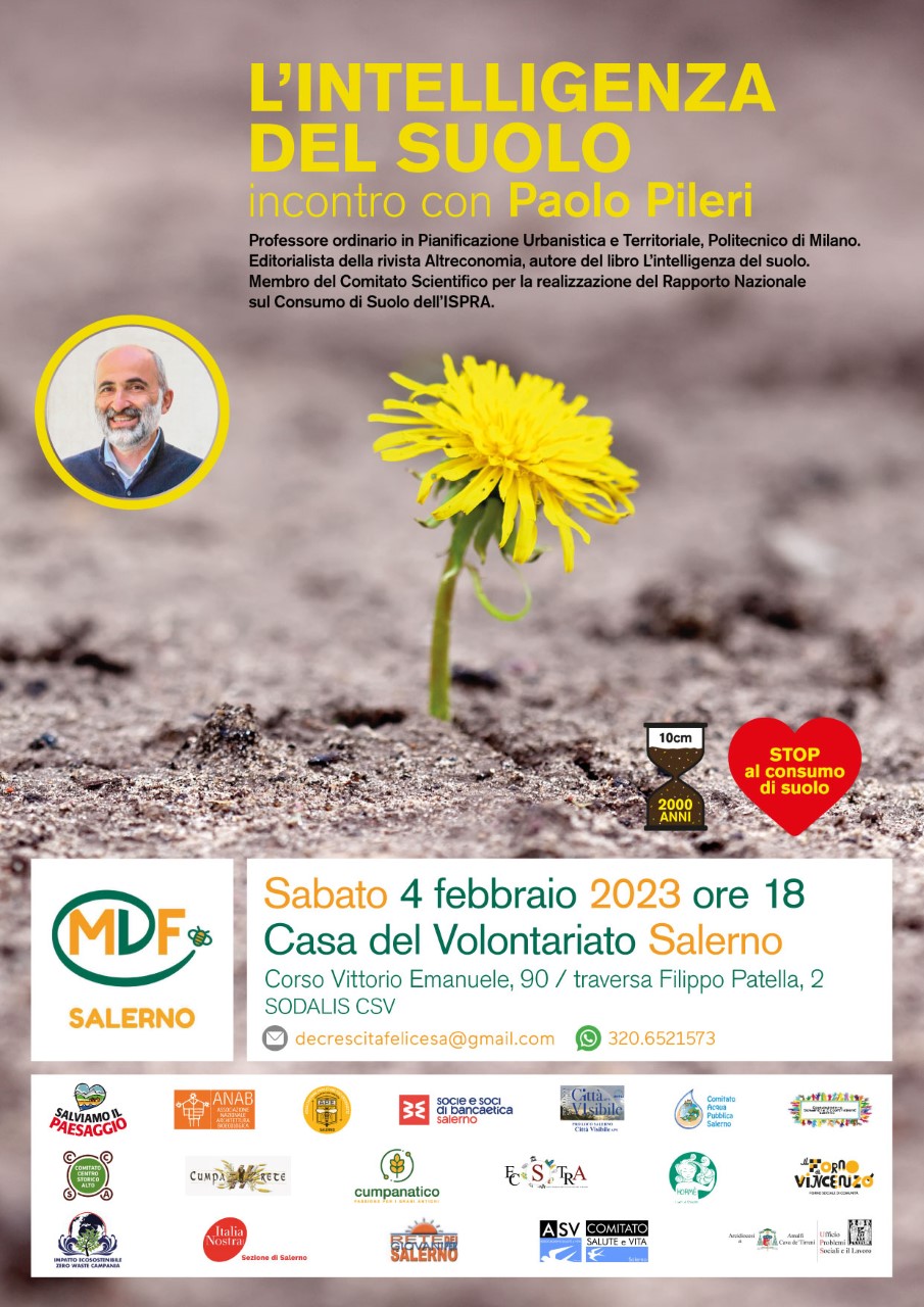 <strong>“L’intelligenza del suolo” incontro pubblico con Paolo Pileri a Salerno</strong>