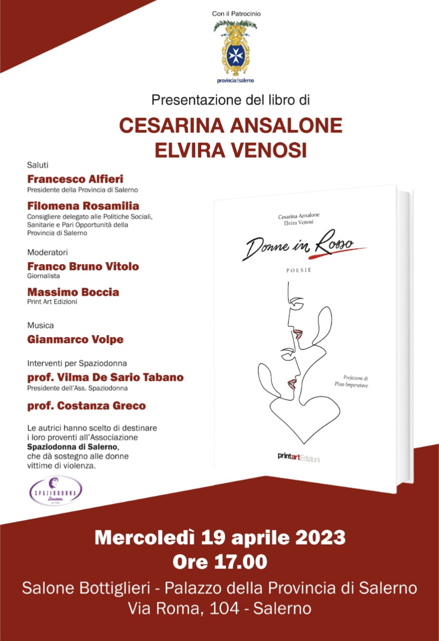 Mercoledì presentazione del libro “Donne in rosso” di Cesarina Ansalone ed Elvira Venosi a palazzo Sant’Agostino
