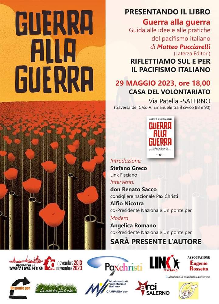 Salerno, lunedì alla Casa del Volontariato presentazione del libro “Guerra alla guerra” di Matteo Pucciarelli