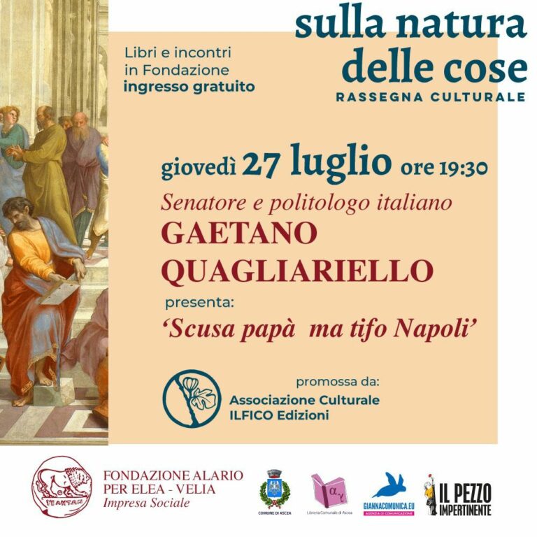 Fondazione Alario: domani la presentazione di “Scusa papà ma tifo Napoli” del senatore Quagliarello