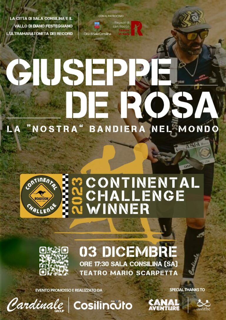 Secondo titolo mondiale per l’ultramaratoneta Giuseppe De Rosa di Sala Consilina